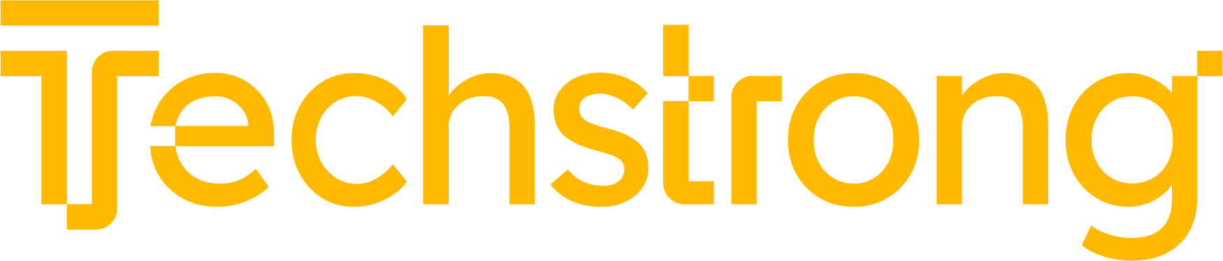 A yellow and black logo for TechStrong.